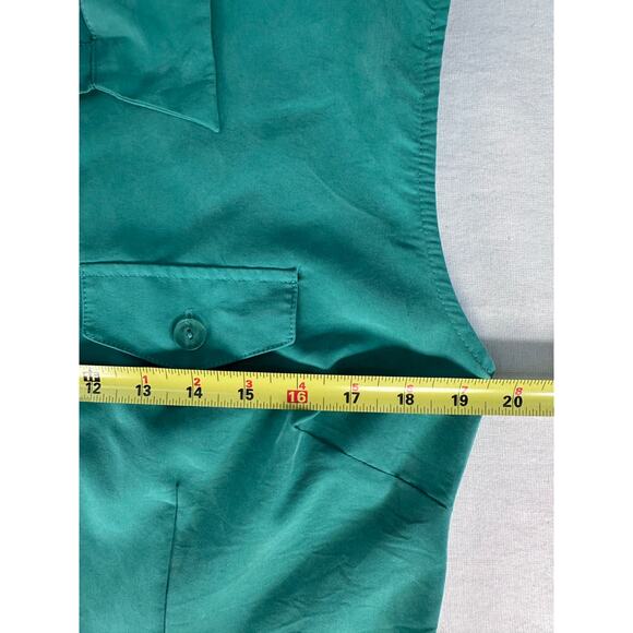 Vintage R&K Originals Women's sz 10P Button Down Shift Dress Turquoise Sash 90s - Picture 10 of 12